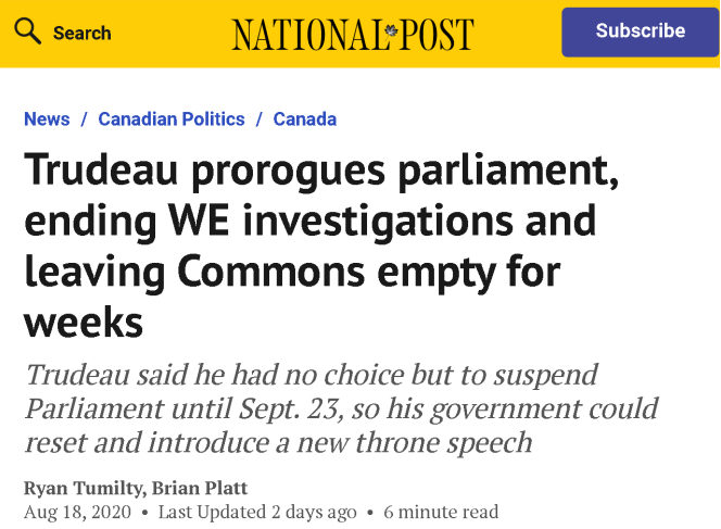 △加拿大《国家邮报》8月18日对中止议会的目的进行了分析