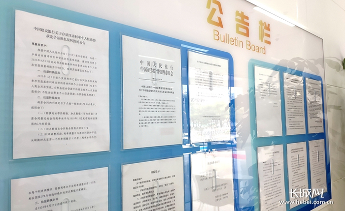石家庄某银行网点张贴的房贷利率转换公告。 长城网记者 烟成群 摄