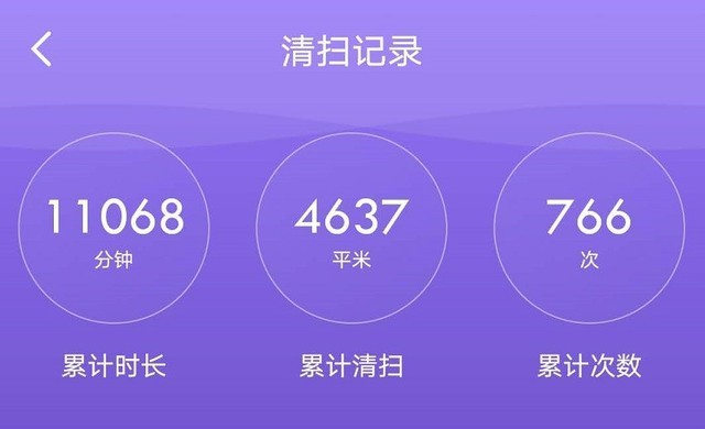 笔者家扫地机器人APP的截图 用了766次1万1千分钟了