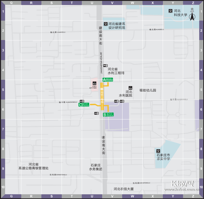 槐中路出入口位置示意图。