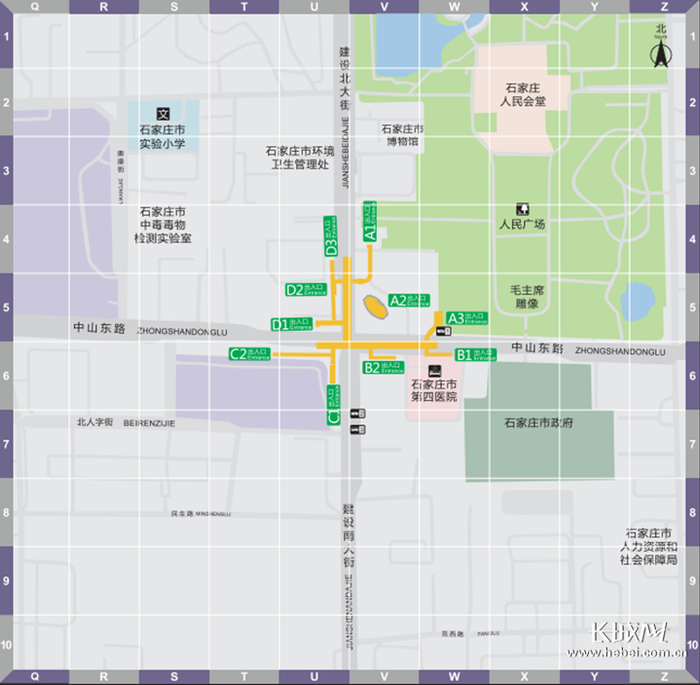 北国商城站出入口位置示意图。