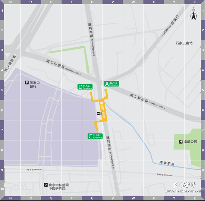 塔坛站出入口位置示意图。