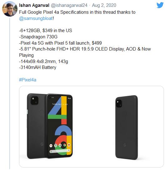 Google Pixel 4a发布会预计在当地时间周一举行可能有5G机型_手机新浪网