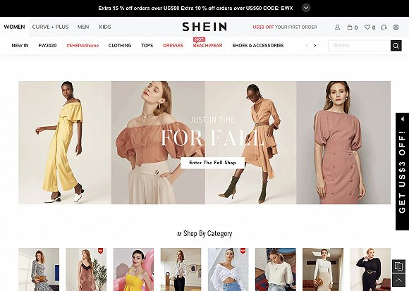 图片来源：SHEIN官网截图