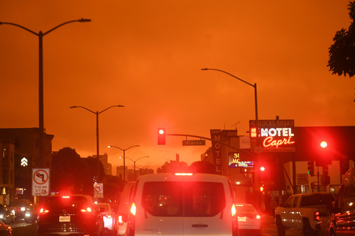 这是9月9日中午拍摄的美国加利福尼亚州旧金山街景。新华社记者 吴晓凌 摄