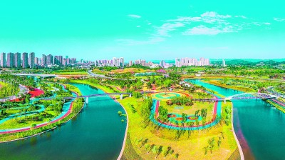     淮远河畔的重庆铜梁原乡中央公园郭洪摄