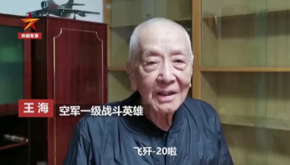 解放军空军原司令员王海上将寄语“王海大队”飞行员：飞歼-20啦，要好好飞，今年8月2日，王海上将逝世 图源：央视军事