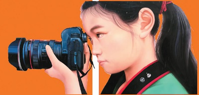 壁画《当你站在这里时这个作品就完成了》。　　本报记者 刘乐艺摄