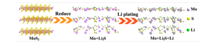 MoS2演化和Li沉积过程示意图