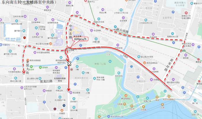东向南左转示意图。