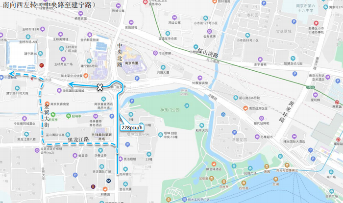 南向西左转示意图。