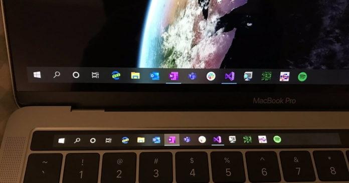 苹果MacBook Pro 安装Win10 后， Touch Bar 可用作“显示器”_手机 
