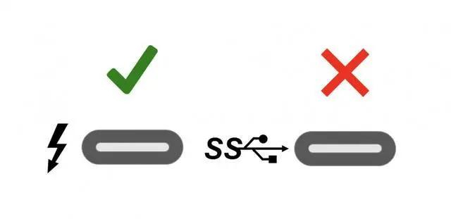 ▲ 虽然雷电3使用Type-C，但标志不同