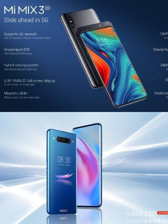 小米MIX3（左）/努比亚Z20海报 图片来自官方