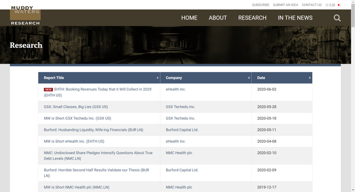 浑水官网的做空报告
