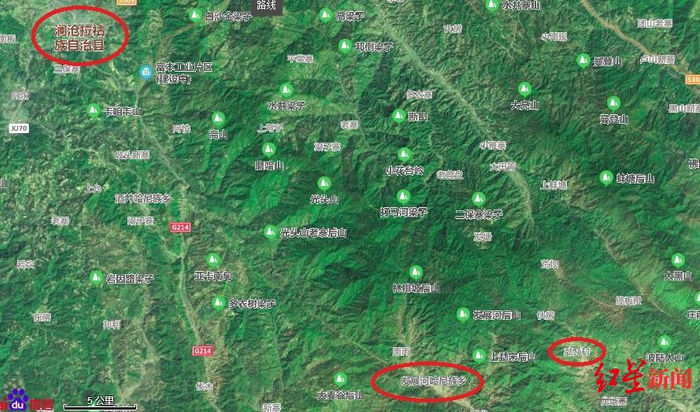  ▲澜沧县县城与发展河乡的位置关系