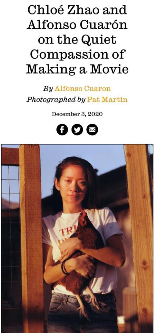 △奥斯卡最佳导演奖得主阿方索·卡隆称赞赵婷真正参与到了角色中