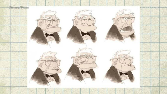 《飞屋环游记》卡尔的头部设计