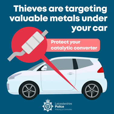 英国莱斯特郡（Leicestershire）警局提醒人们注意防范尾气催化净化器盗窃。图源：harboroughfm.co.uk