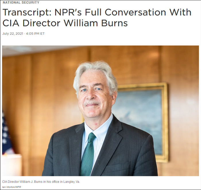 NPR专访报道，图为中情局长伯恩斯