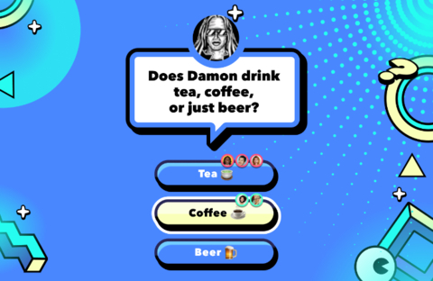 “Damon喝茶，喝咖啡，还是只喝啤酒？”