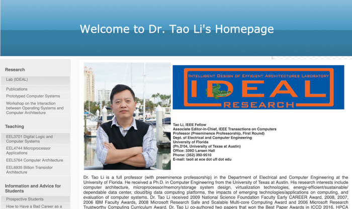 图注：之前李涛所在佛罗里达大学实验室官网对其的介绍