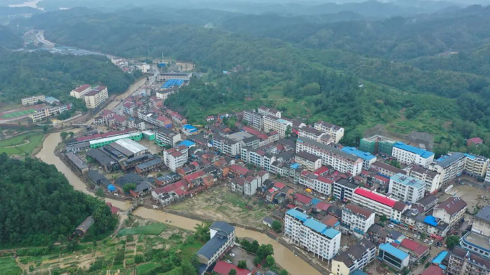 8月13日，航拍柳林镇。图/中新图片