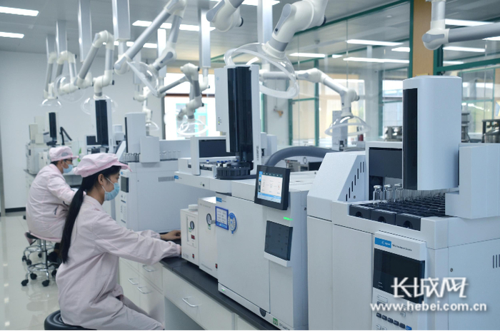 石家庄四药药物研究院科研人员正在进行新产品试验。黄晓峰 摄