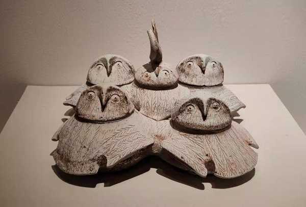 萌态可掬的陶鸮形五联罐