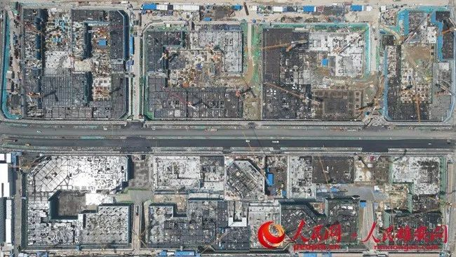雄安·金湖未来城项目三、四标段建设现场航拍图。中建二局供图