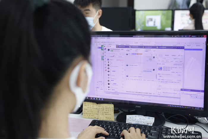 南和区一宠物电商企业客服正在网店给顾客解答问题。通讯员 耿昭 摄