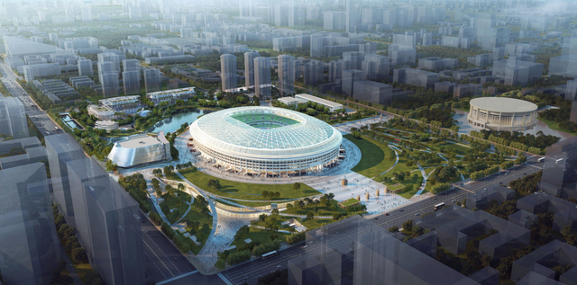 工体保护性改造复建项目的设计定位为“传统外观，现代场馆”。图为项目效果图。