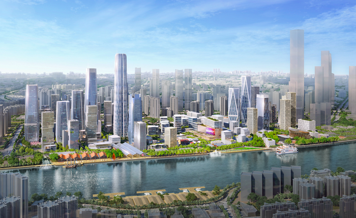 （上图为聚龙湾片区的双创半岛规划效果图。）