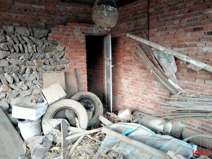 ▲阳阳家院内搭建的大棚深处的厕所