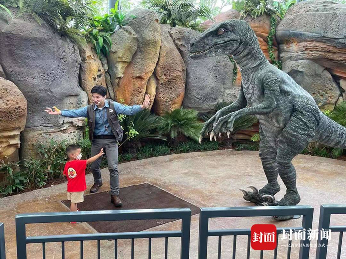 侏罗纪世界项目中，一个孩子在与恐龙互动。受访者供图