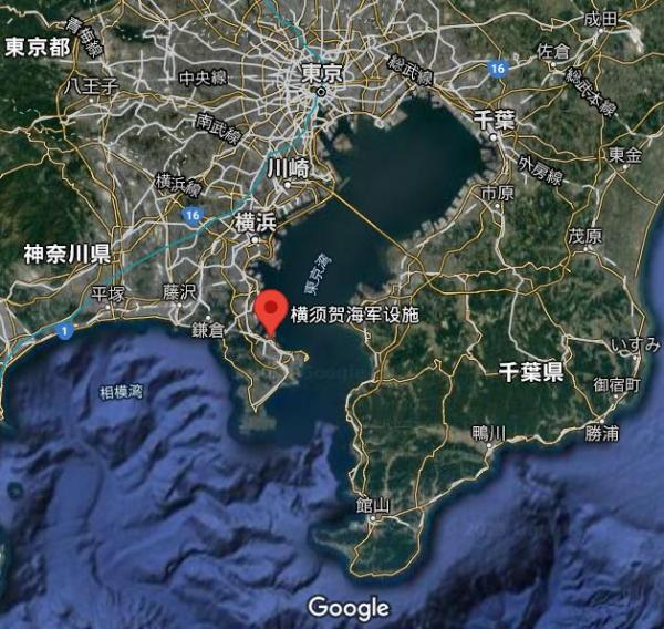 横须贺基地的位置（图片来源：google地图）