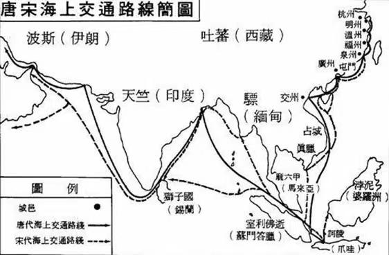 唐宋海上交通路线简图