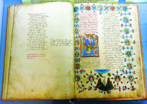 佛罗伦萨但丁故居《神曲》手抄本。海龙摄