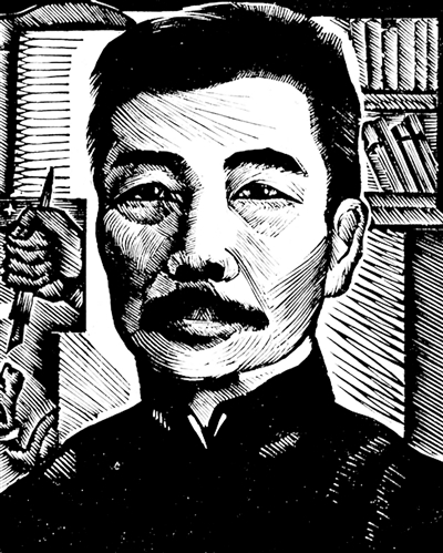 鲁迅像，这是力群1936年绘制的版画。由于鲁迅的大力提倡，木刻版画在中国盛行起来。 （资料图片）