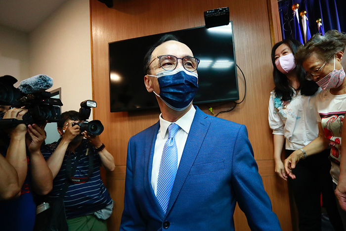 2021年9月25日，台北，朱立伦当选中国国民党主席，图自视觉中国。