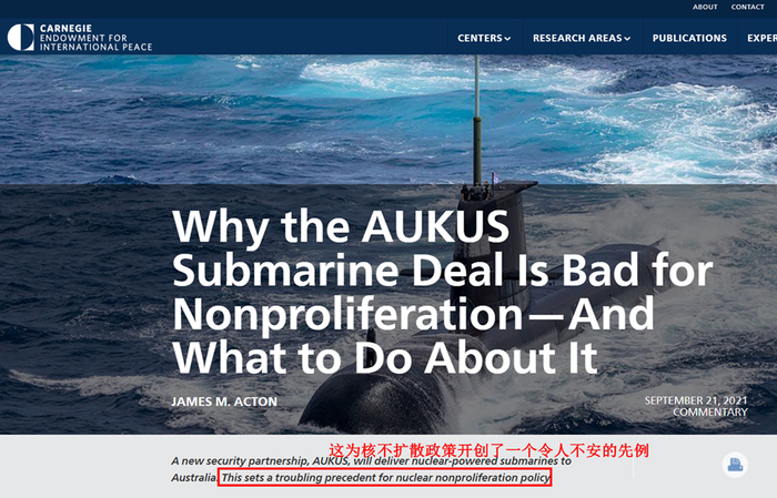 △卡内基国际和平基金会（CEIP）网站报道截图