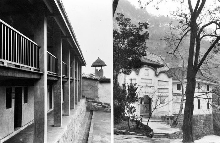 拼版照片：左图为“渣滓洞”的一排牢房，右图为“白公馆”的大门（资料照片）。新华社发
