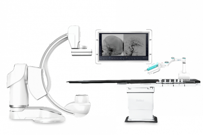 极光落地七轴平板DSA与ETcath血管介入机器人