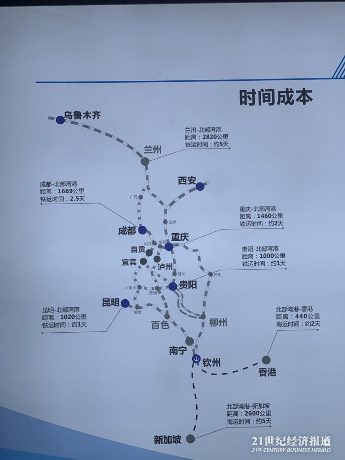 西部陆海新通道时间成本。卜羽勤/摄