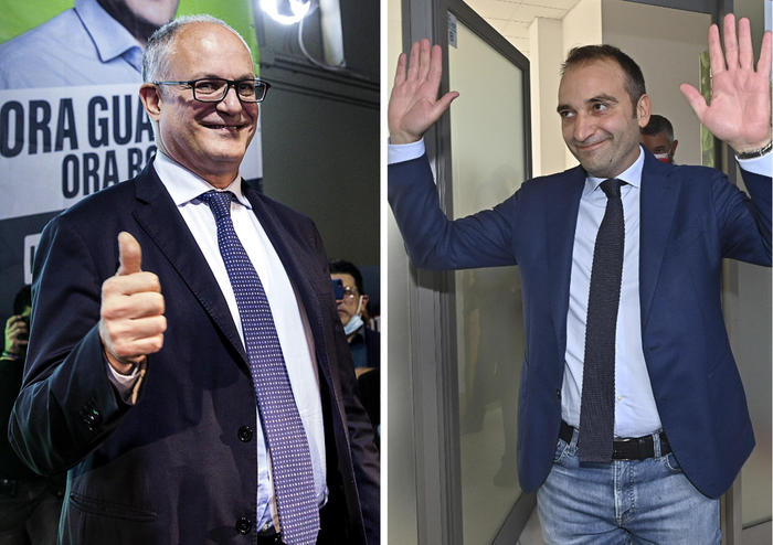 △左：中左翼联盟罗马市长候选人、意大利前财政部长瓜尔蒂耶里，右：中左翼联盟都灵市长候选人斯特凡诺·洛鲁索 图片来源：安莎社