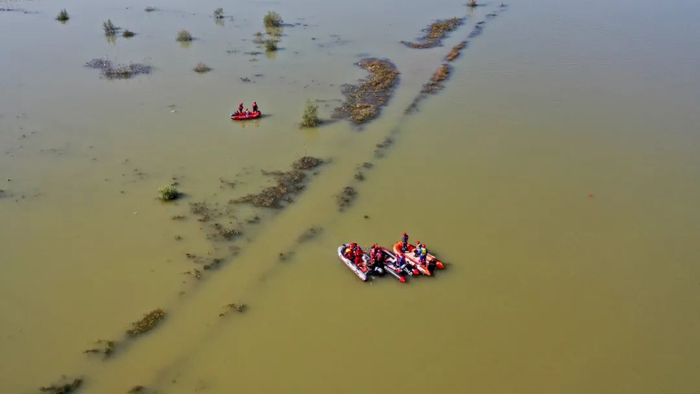 10月12日，航拍平山县事故现场（ICphoto供图）