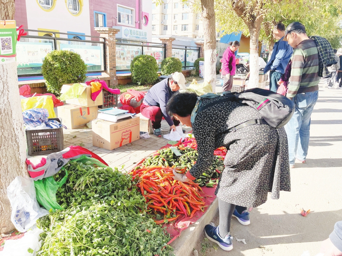  秋菜市场里，秋菜品种齐全，市民各买所需。 本报记者 吴茗 摄