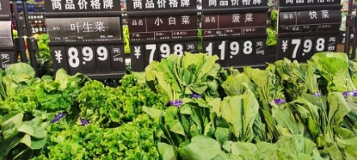 北京某连锁超市内叶子菜和豆角类蔬菜价格