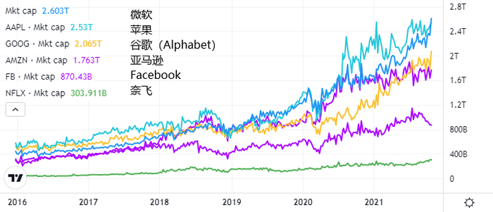 （科技股市值周线图 图源：Tradingview）