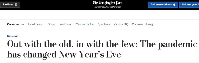 （《华盛顿邮报》：疫情改变了跨年夜）